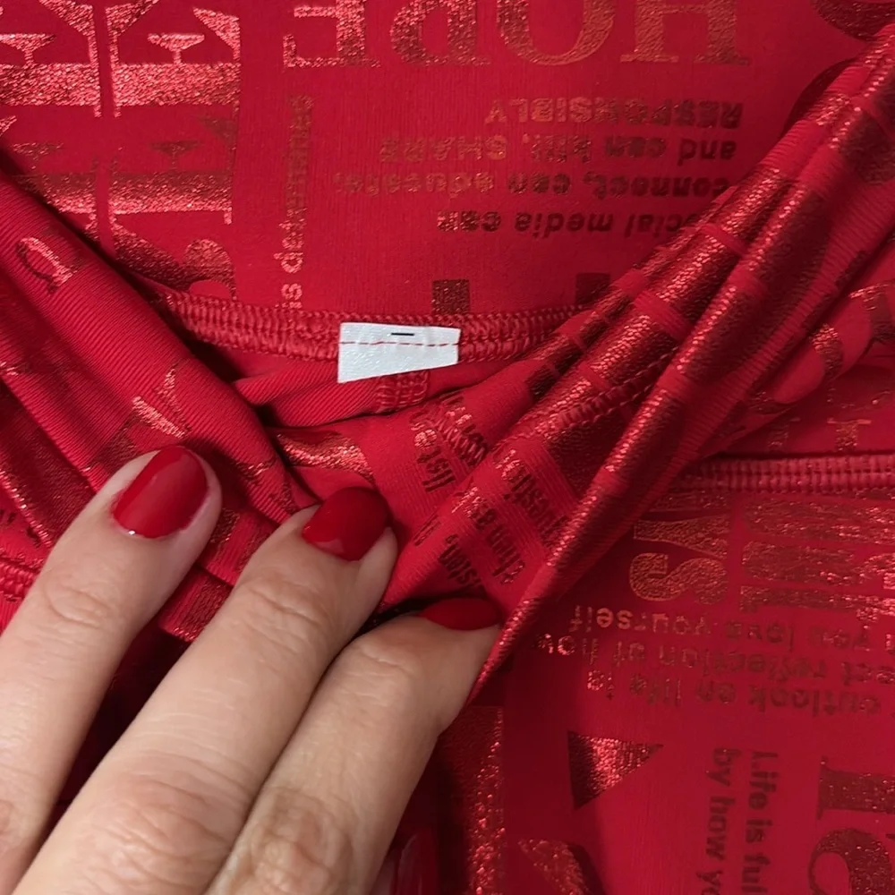 Lululemon Wunder Under High Rise 20YR Anniversary Manifesto Foil Dark Red